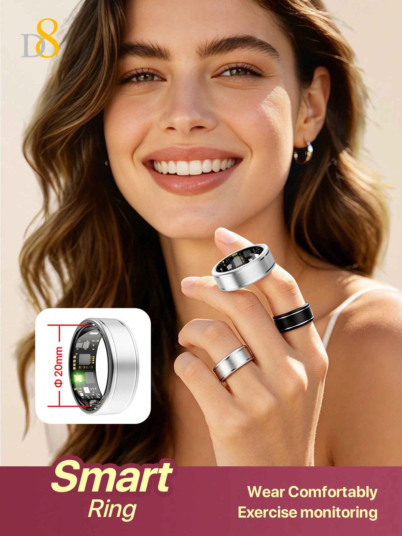 Women'S Health & Wellness Center - Anillo Inteligente D8, Monitor de Actividad