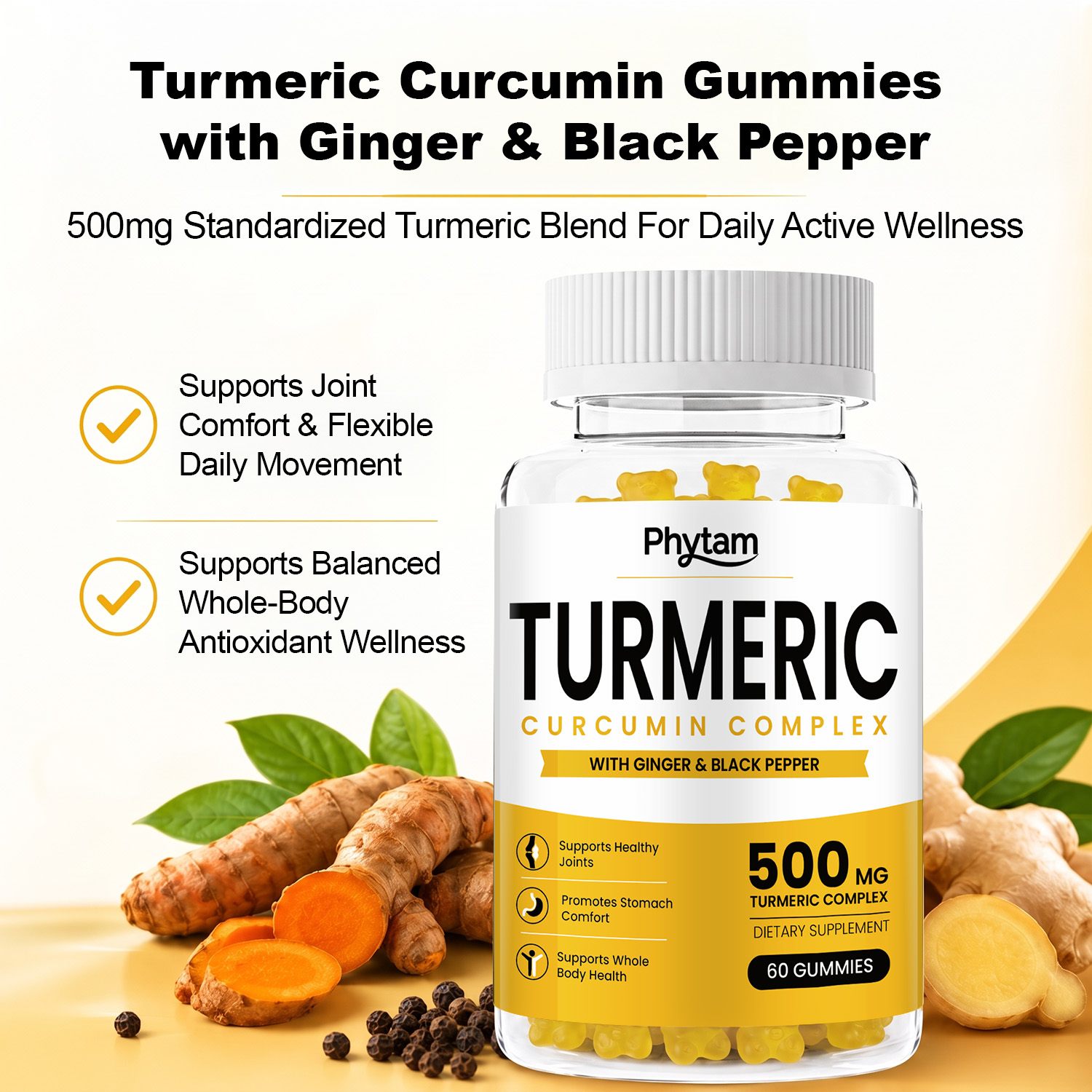 Gomitas de Cúrcuma con Jengibr - Health Wellness Gummies reseña y precio